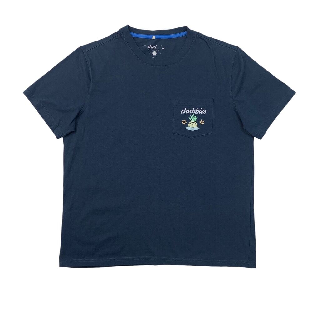 Chubbies T Shirt Mens Large Navy Taco Bout A Weekend Short Sleeve Chest Pocket